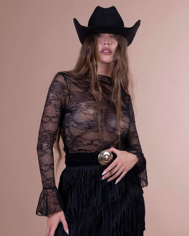 LEA maglia in pizzo nero