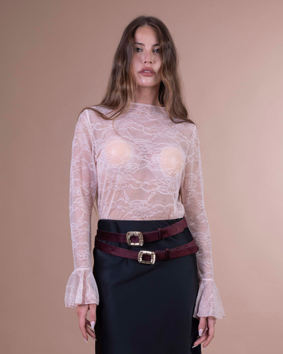 LEA maglia in pizzo rosa polvere