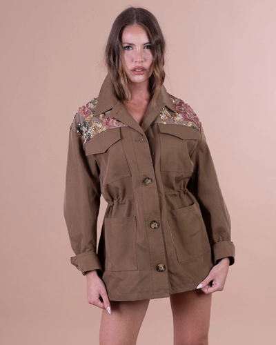 ISABEL giacca tabacco con applicazioni