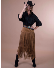 EMMA gonna in eco suede con frange