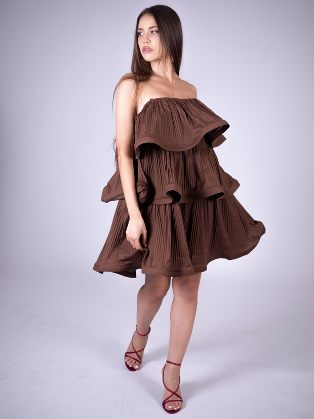 CLARISSE dress con balze plissè