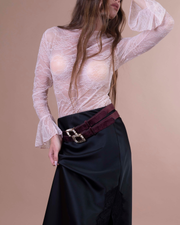 ATENA cintura in velluto burgundy con fibbia gioiello