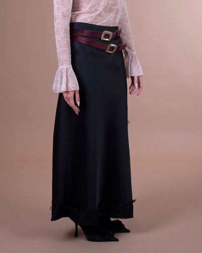 IDA gonna con spacco e pizzo color cioccolato