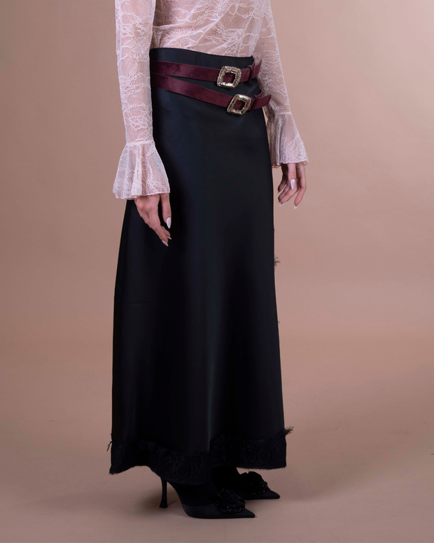 IDA gonna con spacco e pizzo color cioccolato