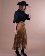 EMMA gonna in eco suede con frange