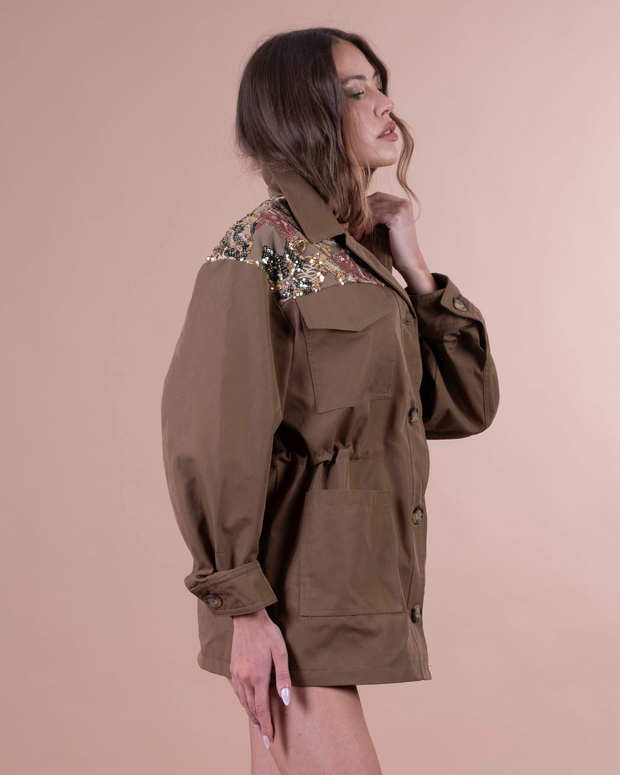 ISABEL giacca tabacco con applicazioni