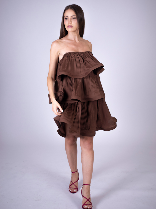 CLARISSE dress con balze plissè