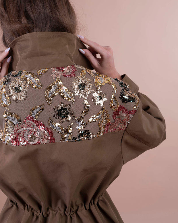 ISABEL giacca tabacco con applicazioni