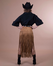 EMMA gonna in eco suede con frange