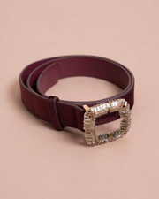ATENA cintura in velluto burgundy con fibbia gioiello
