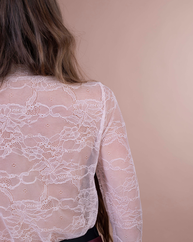 LEA maglia in pizzo rosa polvere