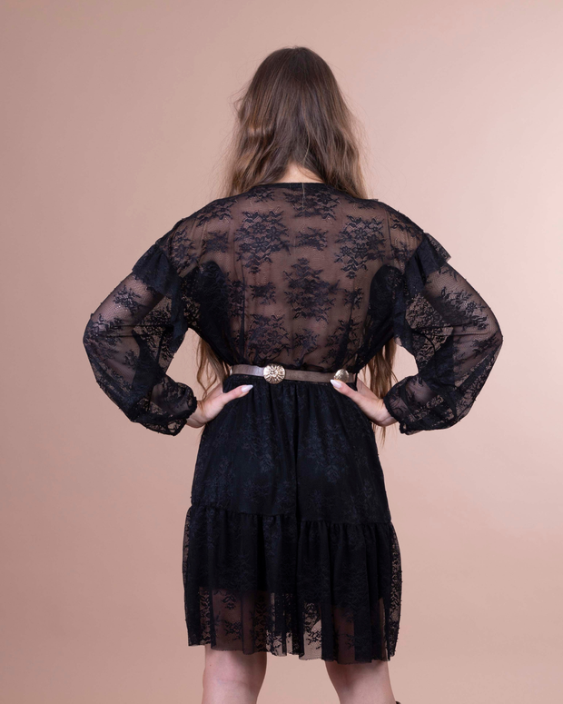 CECILIA abito corto in pizzo nero