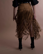 EMMA gonna in eco suede con frange