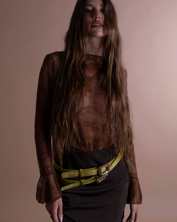 LEA maglia in pizzo tabacco