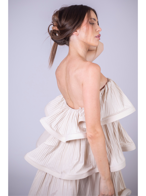 SUZETTE dress con balze plissè