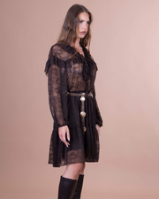 CECILIA abito corto in pizzo marrone